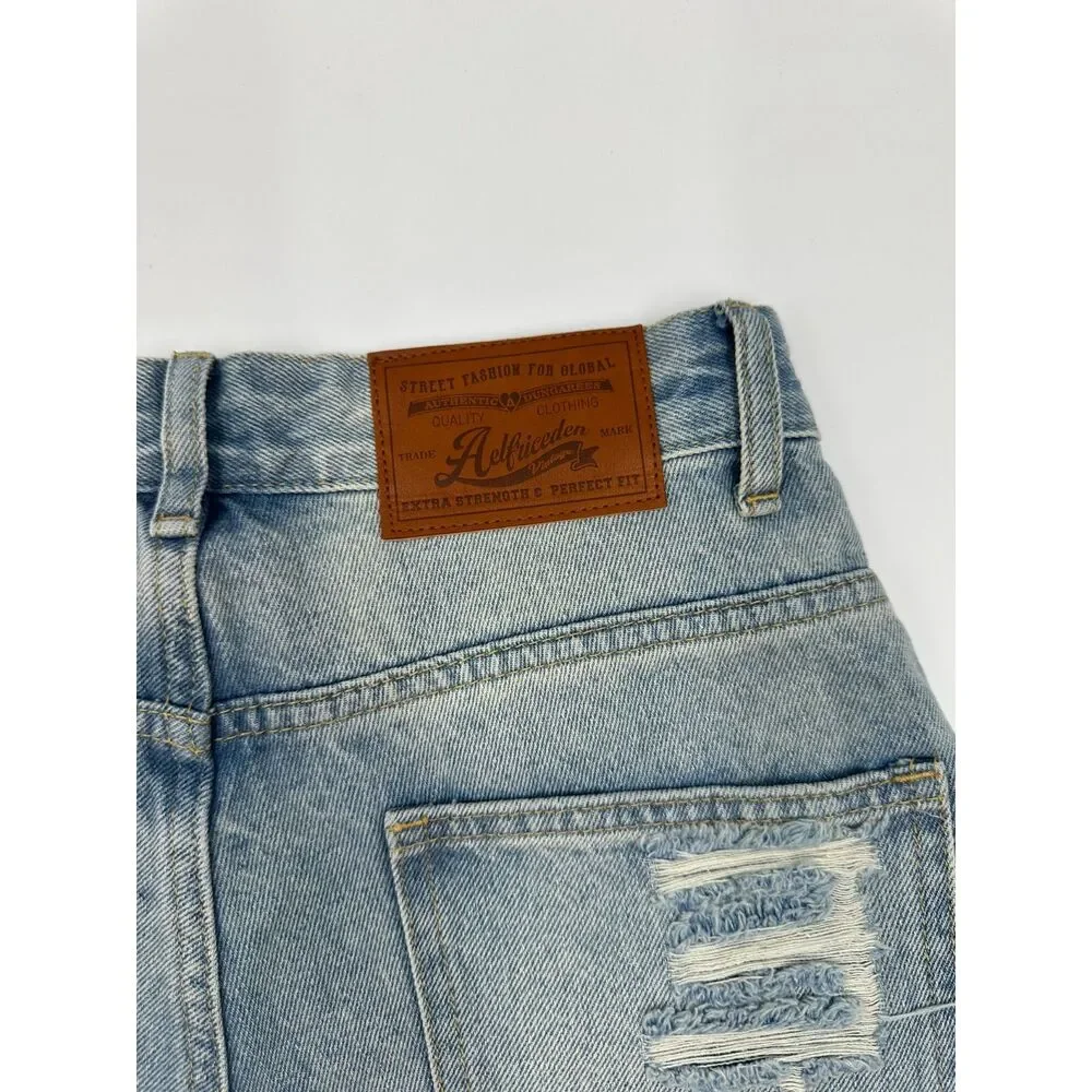 Aelfric Eden Rhinestone Application Jorts Rhinestones Sz 26 Relaxed Fit Denim
